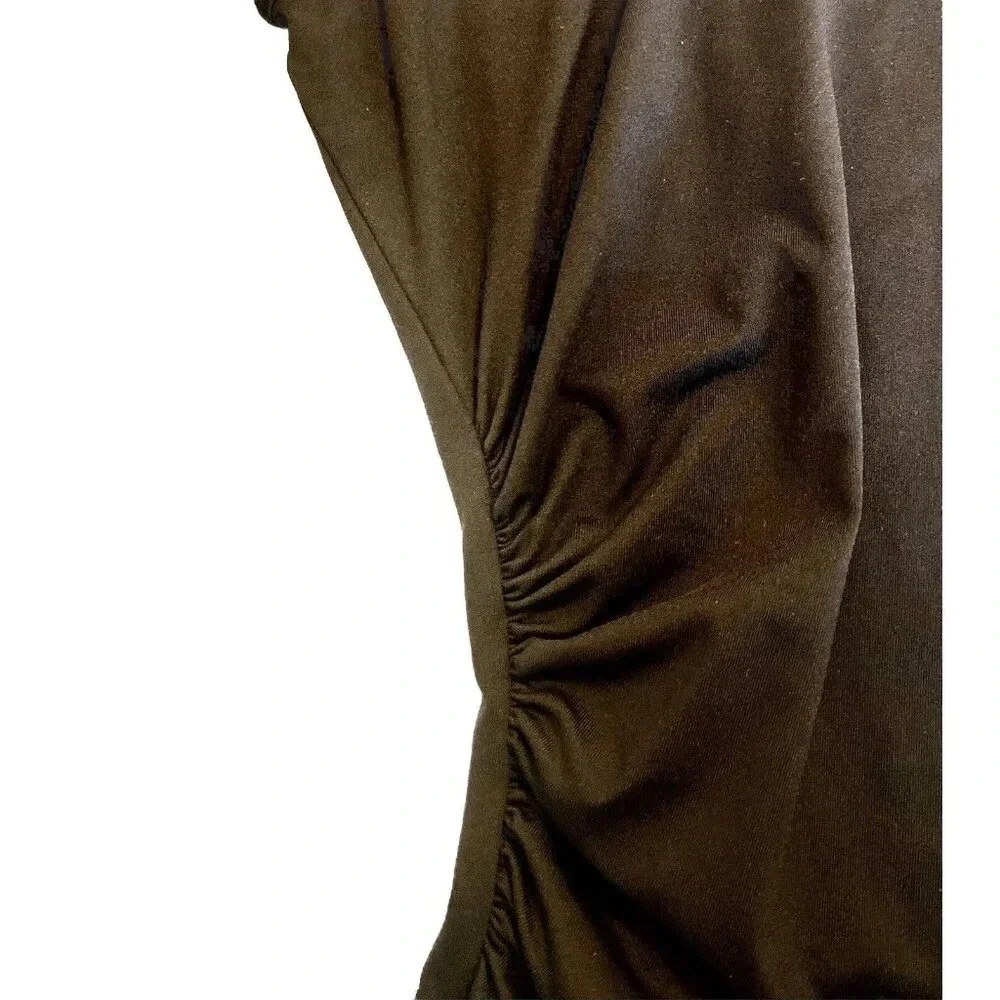 J. McLaughlin Naja Sage Sheath Dress‎ Size M Medium Black Catalina Ruched Side